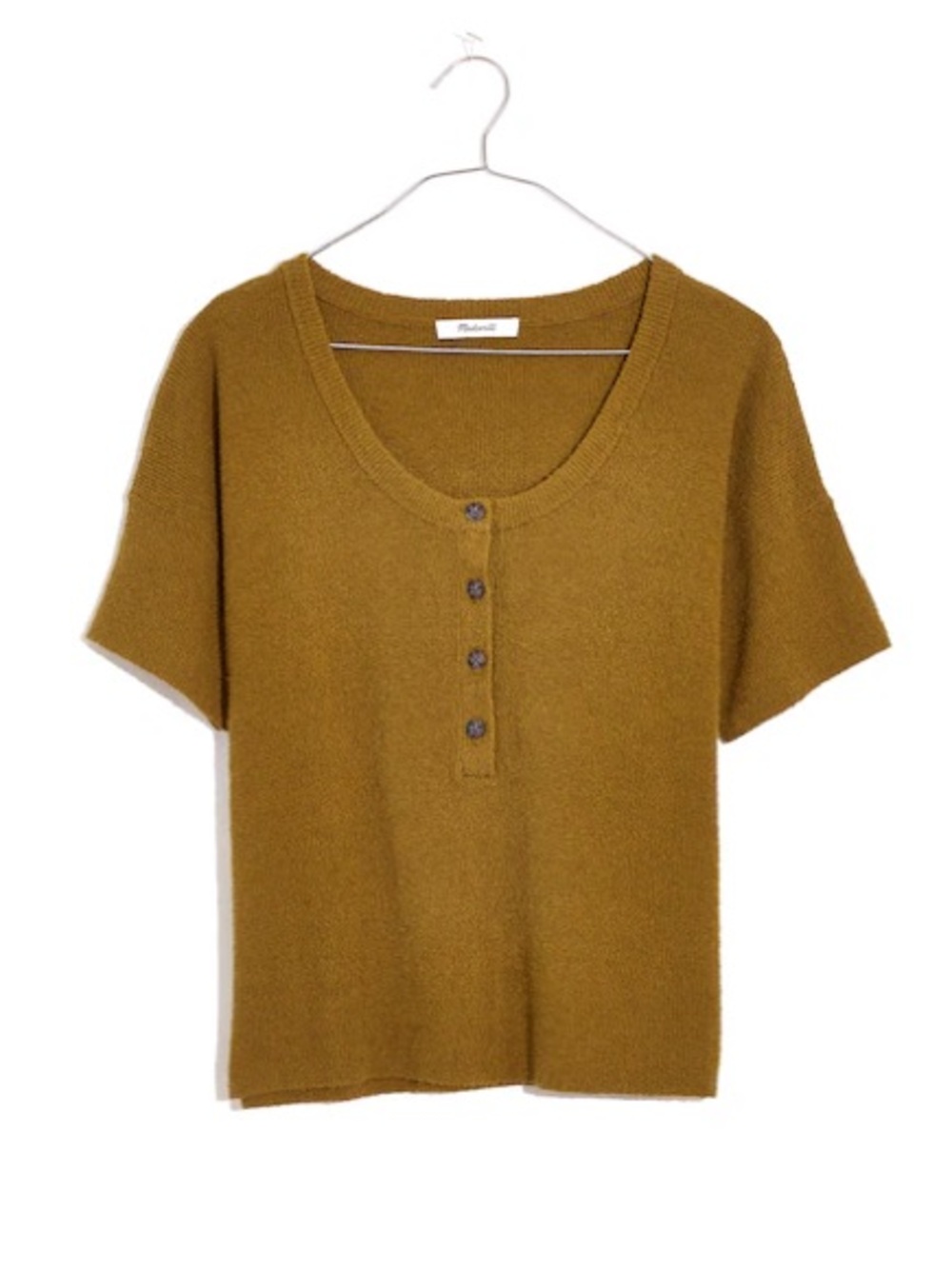 Madewell Olive-Mustard Henley sweater tee green Short Sleeve Knit